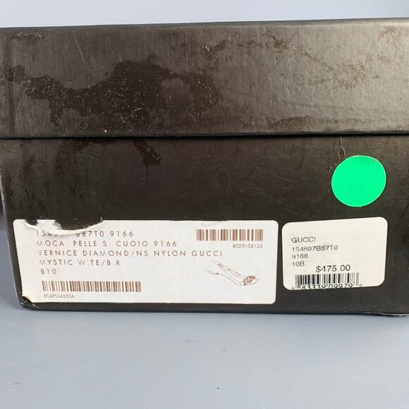 GUCCI Vintage 10 Vernice Beige Red Blue Patent Leather Web Bamboo Buckle Flats - Picture 15 of 15